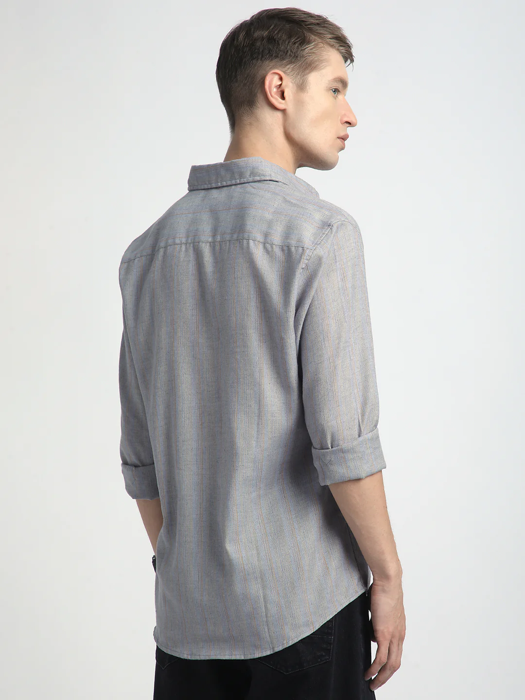 Urban Static Linen Grey Multistripe Shirt - Image 7