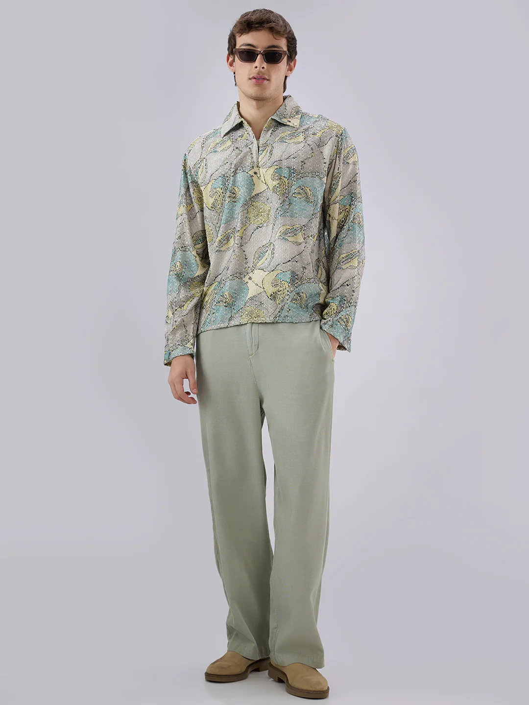 Utsav Spark Grey Sequin Embroidered Cuffless Oversized Shirt - Image 8