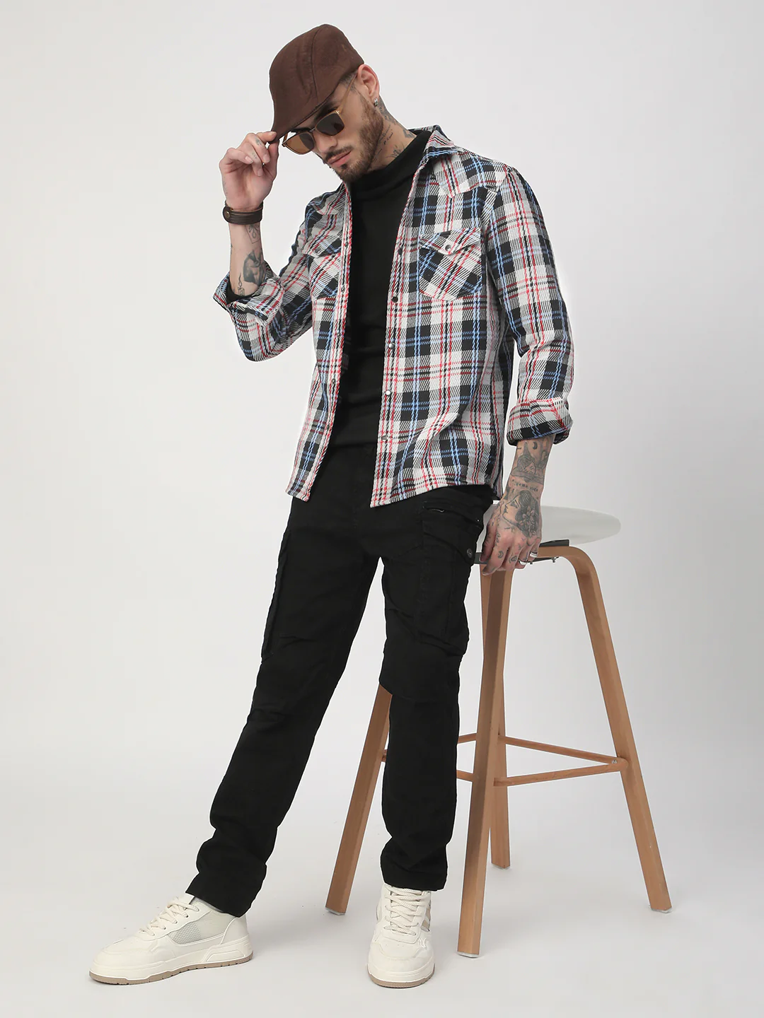 Vibrant Multicolor Heavy Twill Jacquard Double Pocket Shirt - Image 8