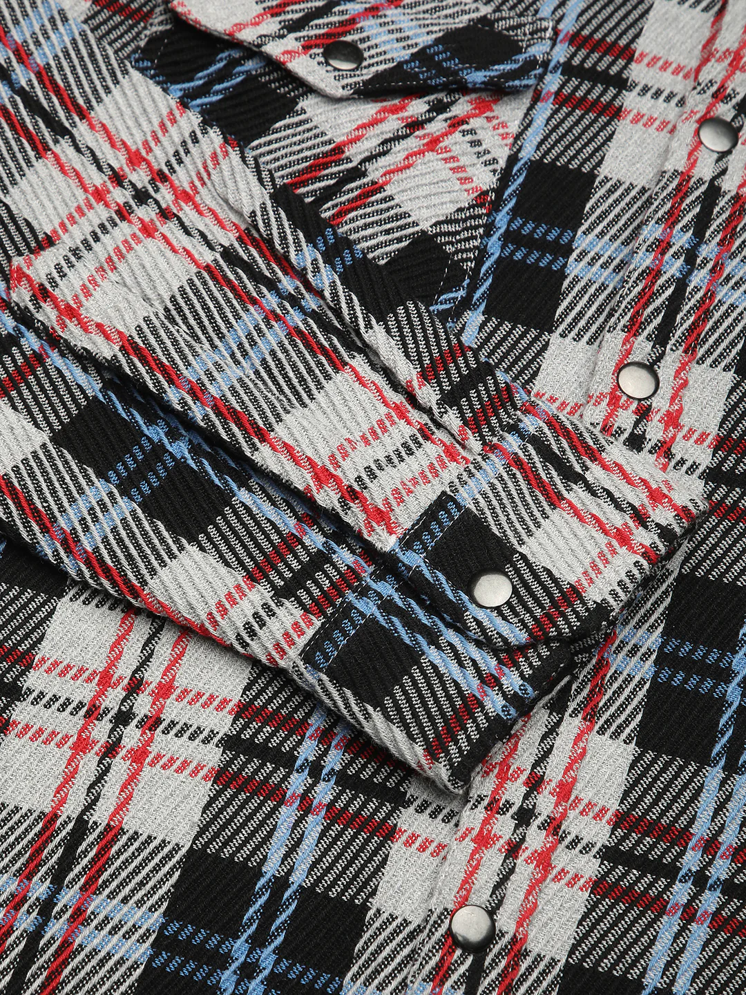 Vibrant Multicolor Heavy Twill Jacquard Double Pocket Shirt - Image 9