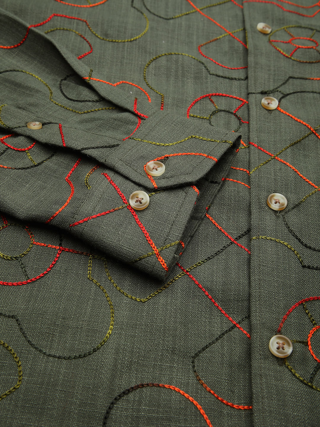 Vibrant Pine Green Embroidered Shirt - Image 8