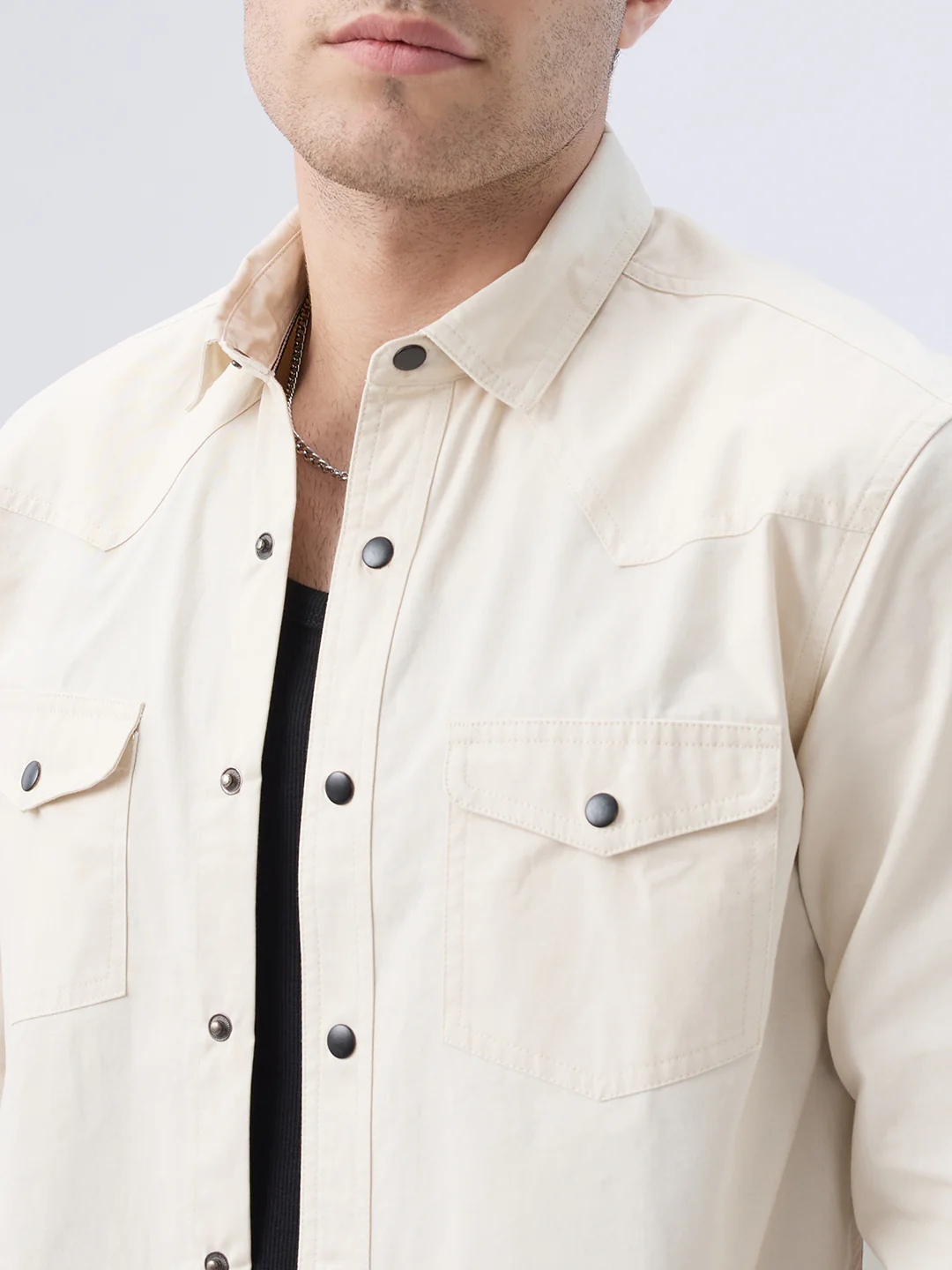 Vintage Cream Voyager Twin Flap Pocket Overshirt - Image 3