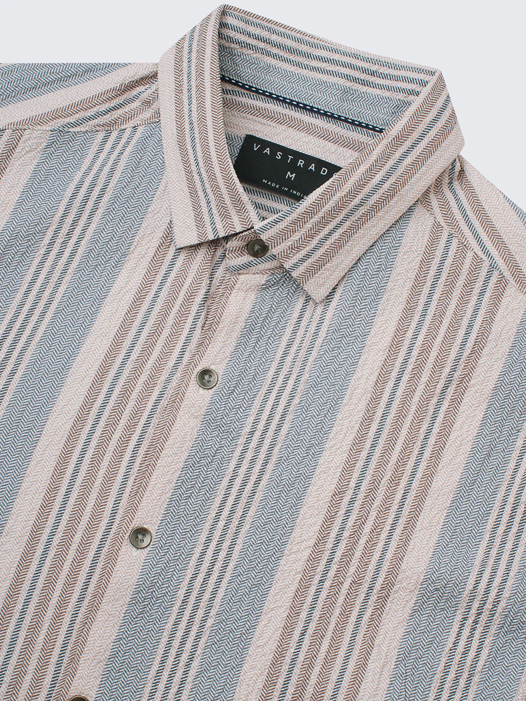 Vintage Herringbone Multistripe Driftwood Crinkled Shirt - Image 3