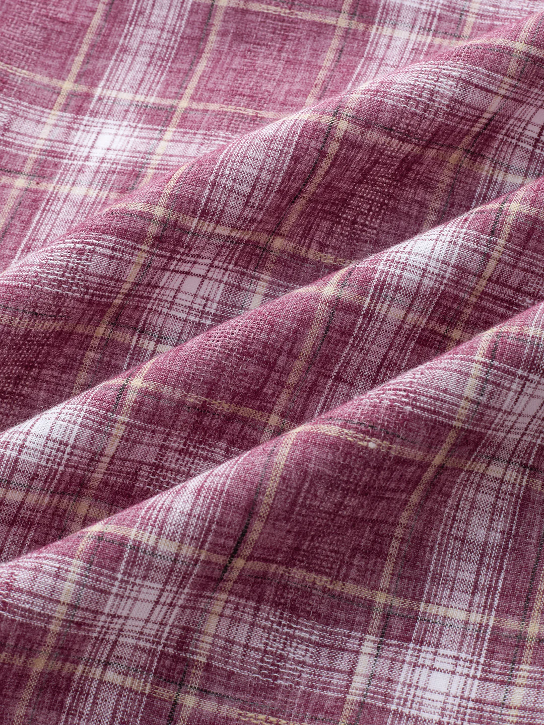 Vintage Maroon Plaid Checks Textured Shirt - Image 3