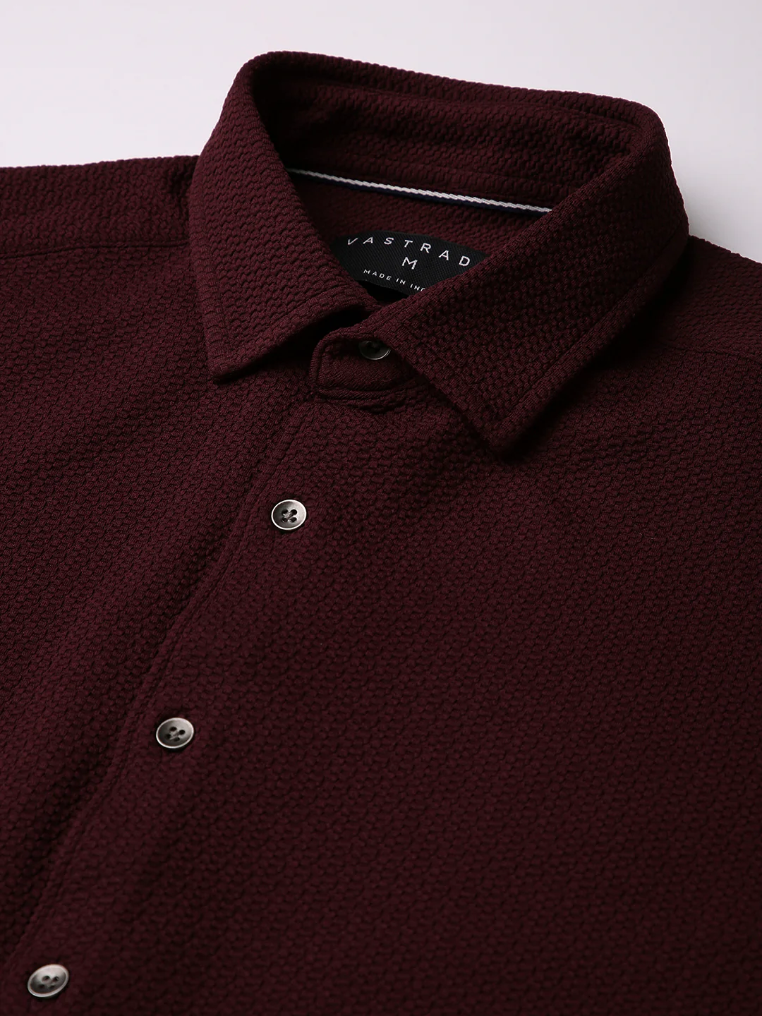 Vintage Maroon Textured Elegance Shirt - Image 3