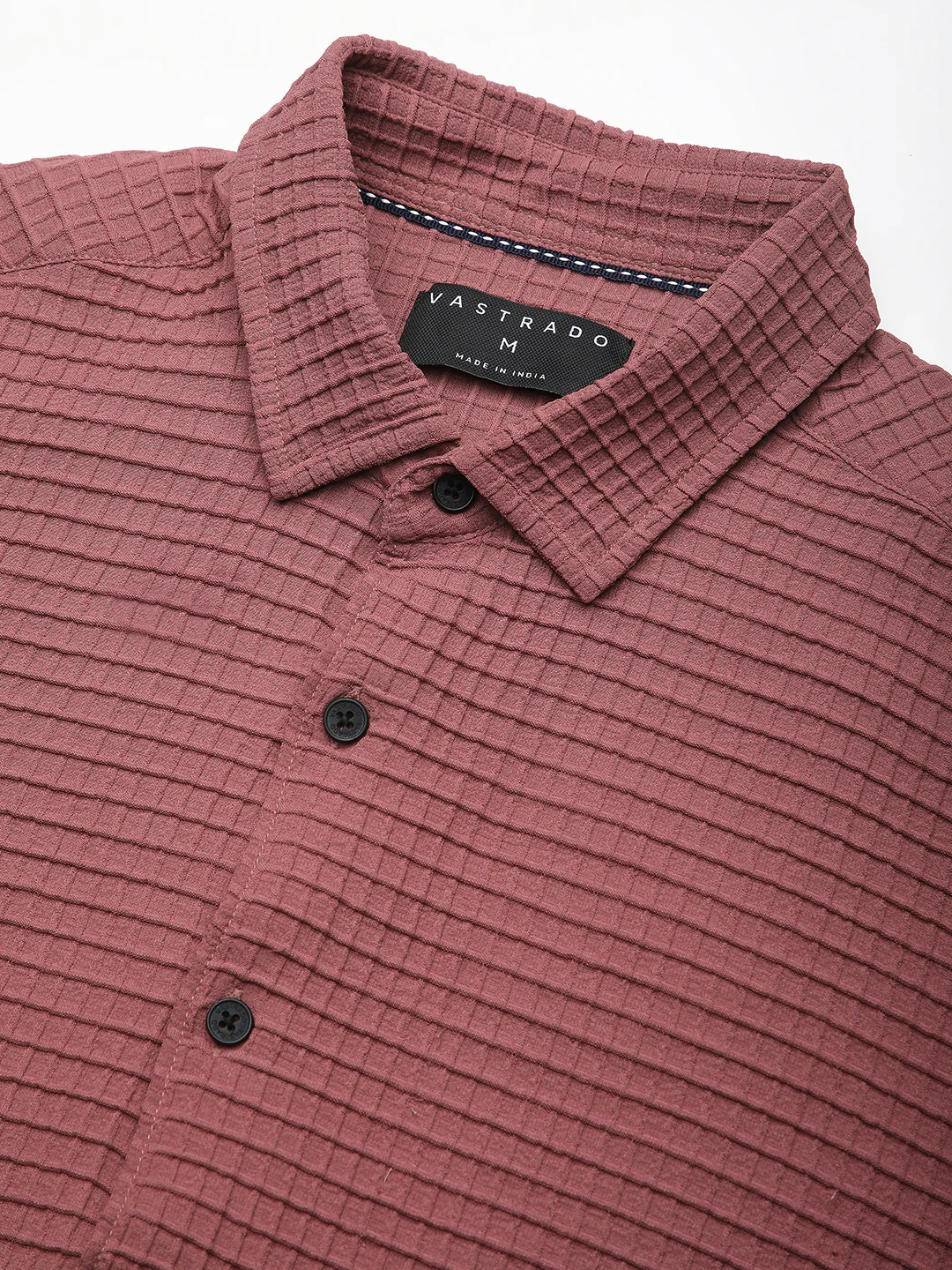 Vintage Maroon Tiny Box Checks Textured Emboss Shirt - Image 3