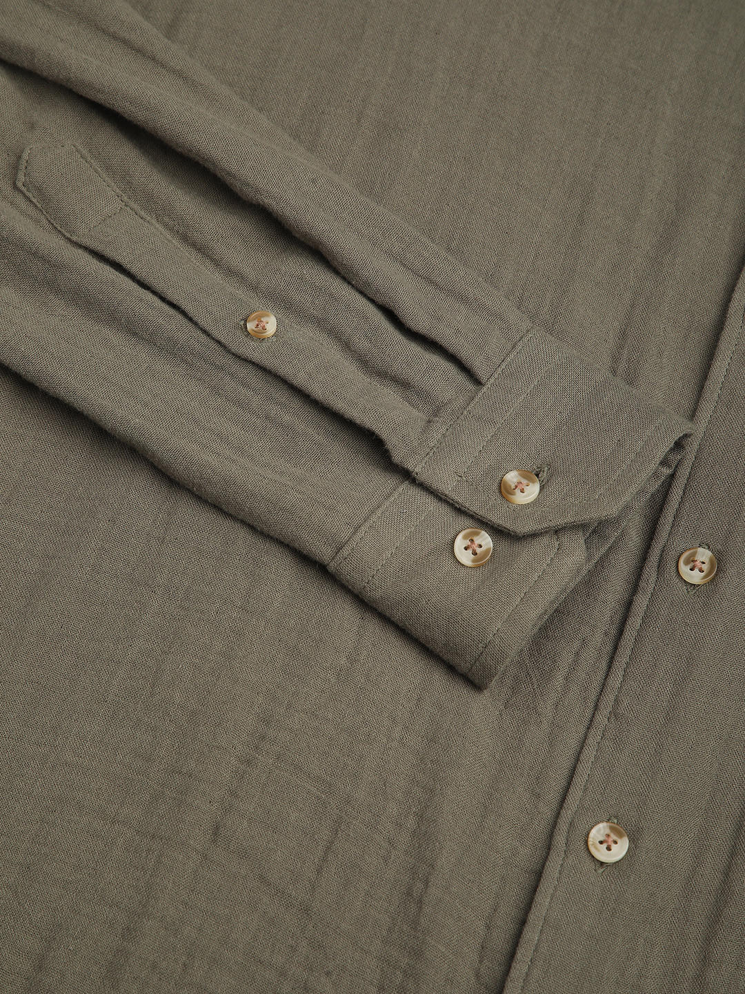 Vintage Olive Double Cloth Crinkled Shirt - Image 9