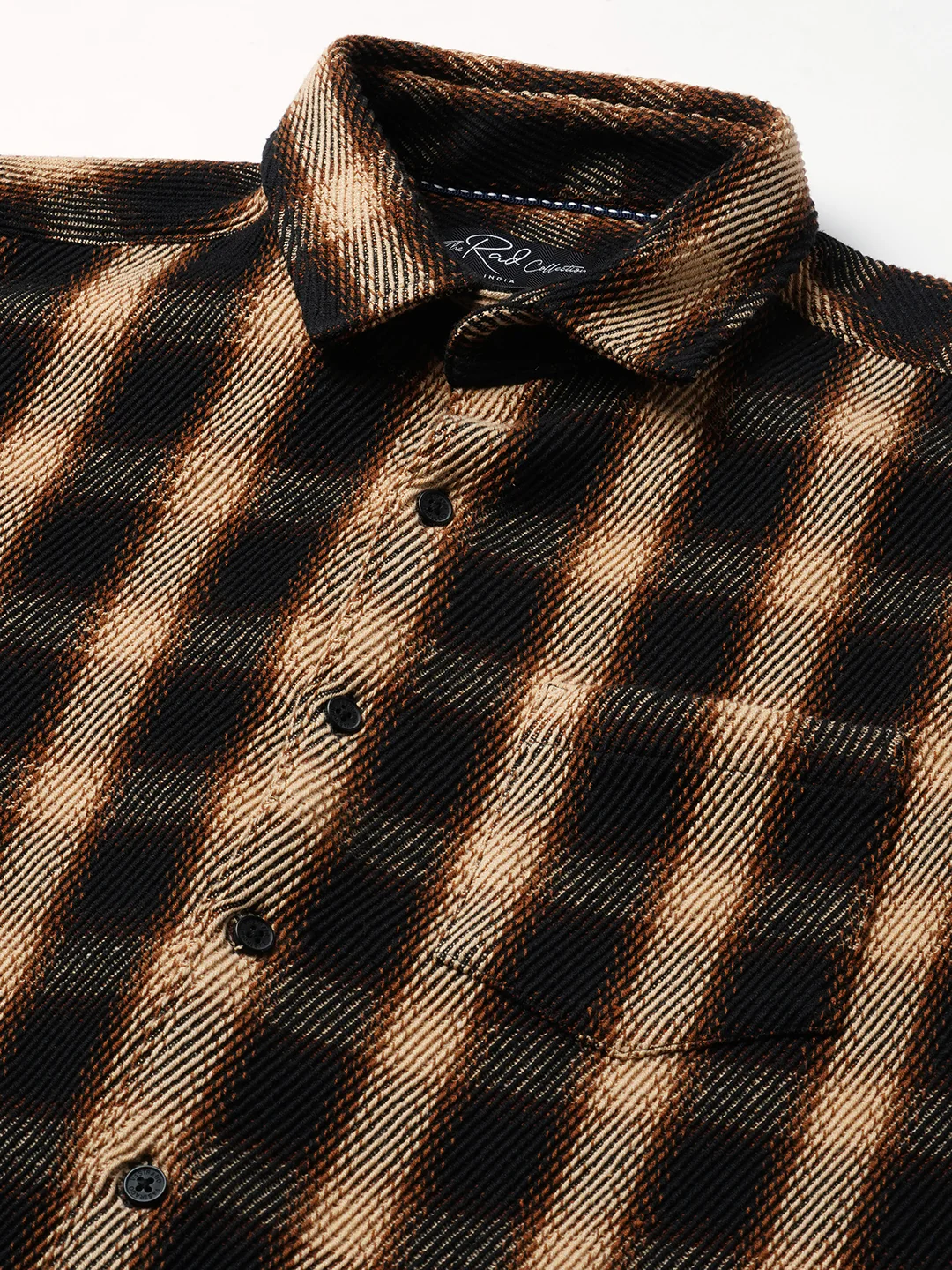 Vintage Russet Brown Plaid Checks Twill Shirt - Image 3