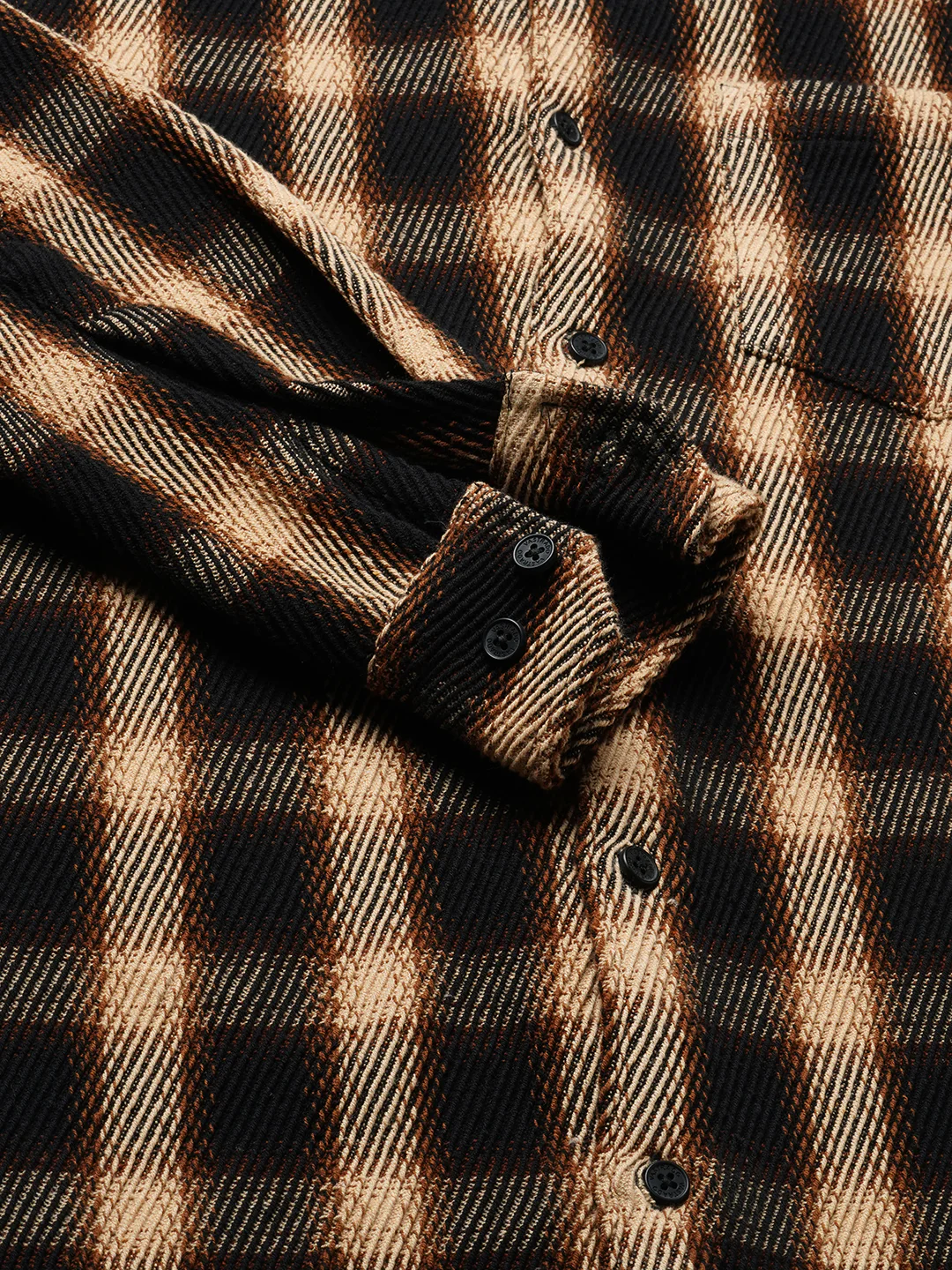 Vintage Russet Brown Plaid Checks Twill Shirt - Image 9