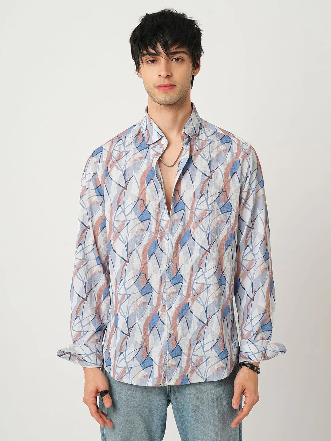 Voguish Abstract Printed Crushed Shirt - Image 5