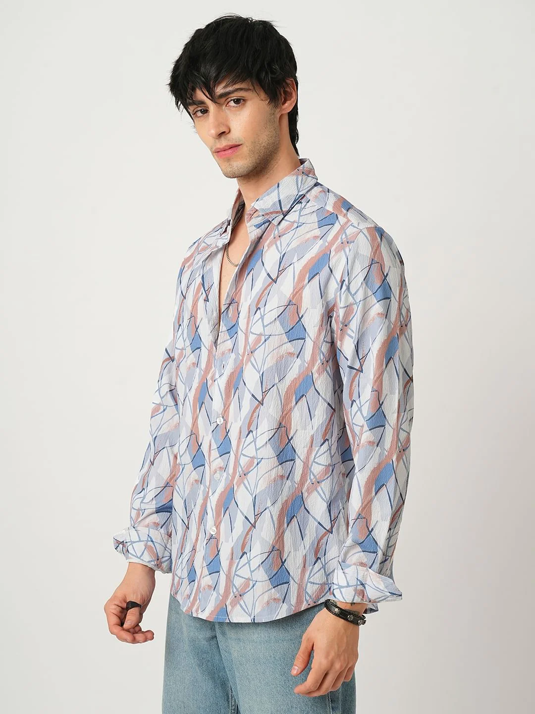 Voguish Abstract Printed Crushed Shirt - Image 6