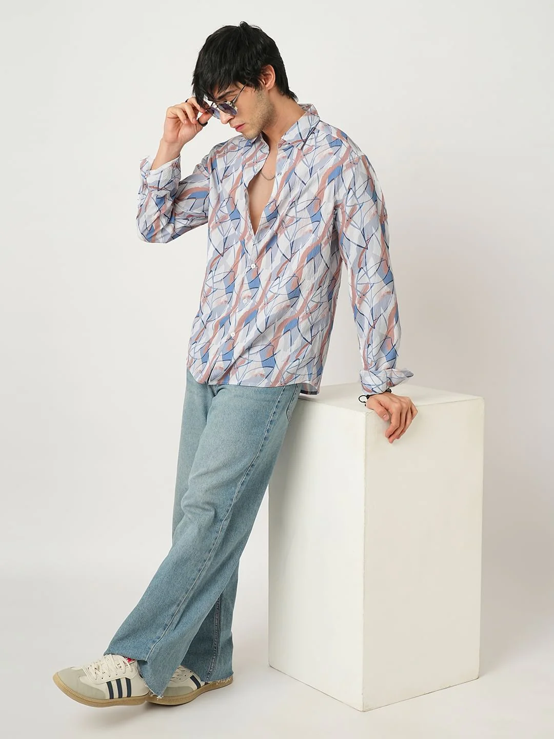 Voguish Abstract Printed Crushed Shirt - Image 8