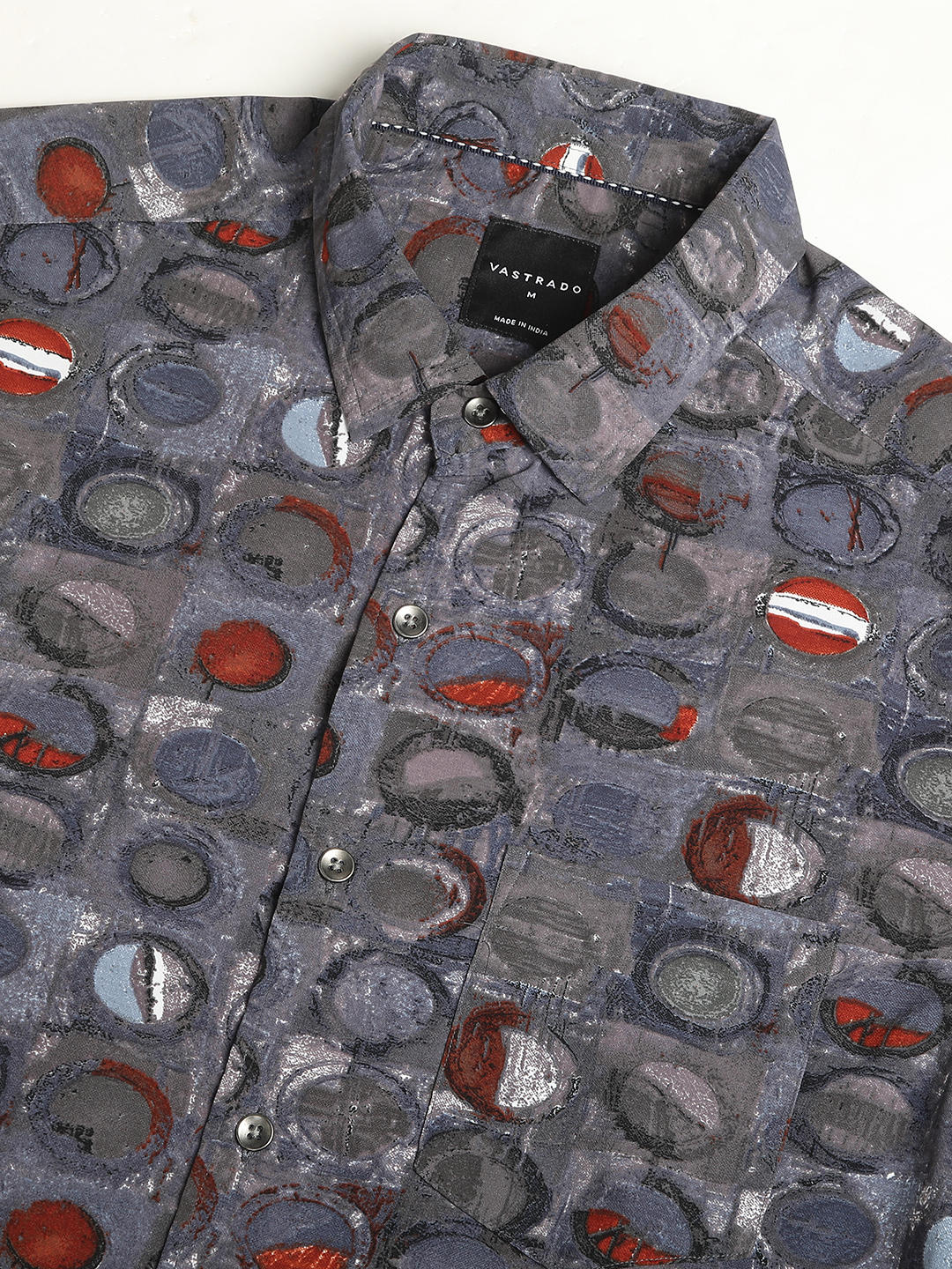 Voguish Circular Abstract Printed Grey Shirt - Image 3