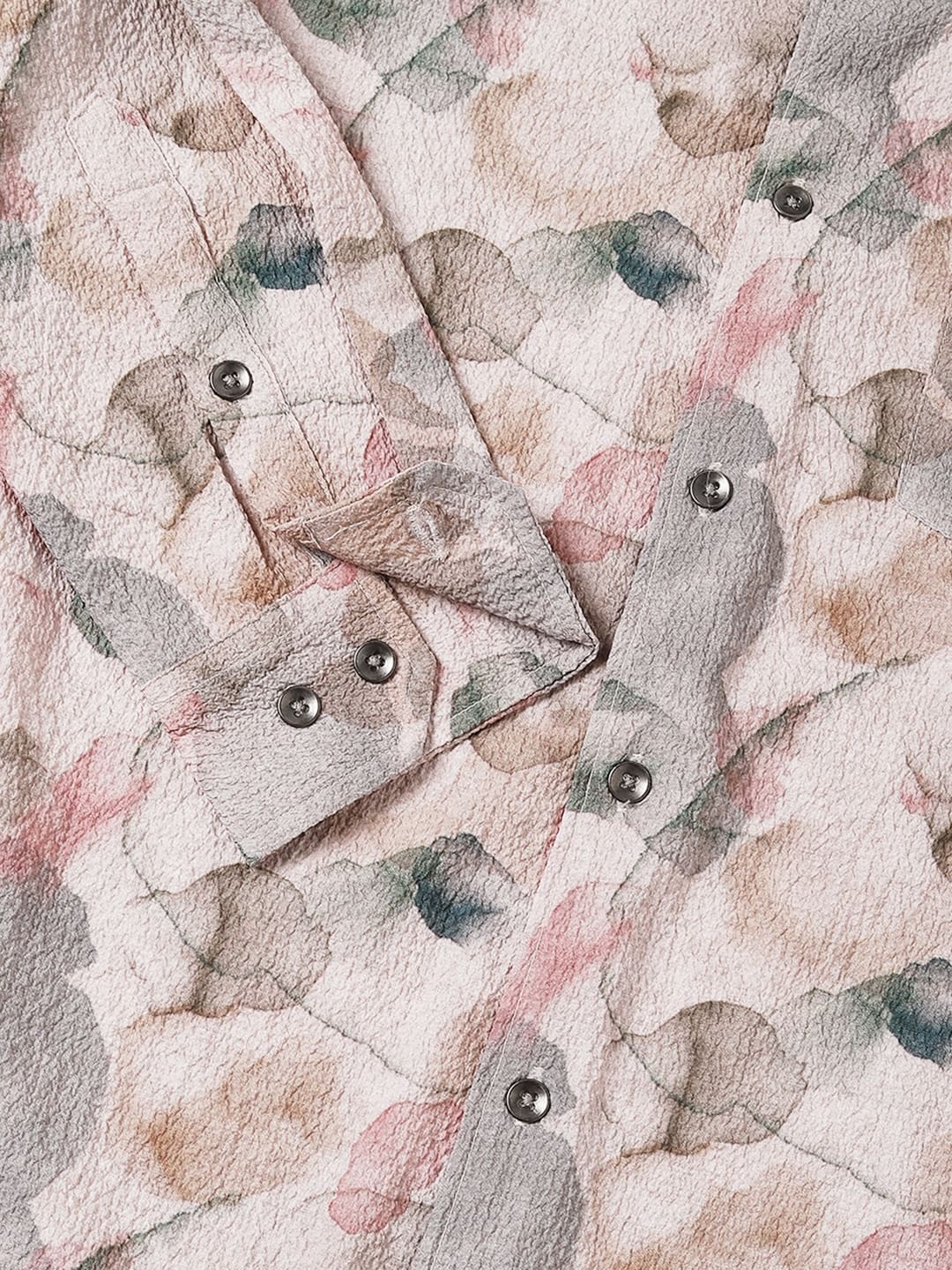 Voguish Creased Multicolour Abstract Printed Shirt - Image 3