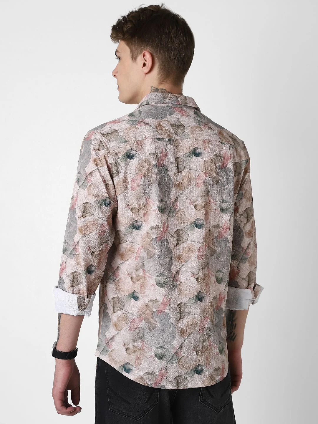 Voguish Creased Multicolour Abstract Printed Shirt - Image 7