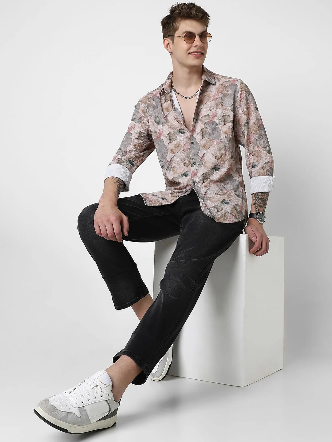 Voguish Creased Multicolour Abstract Printed Shirt - Image 8