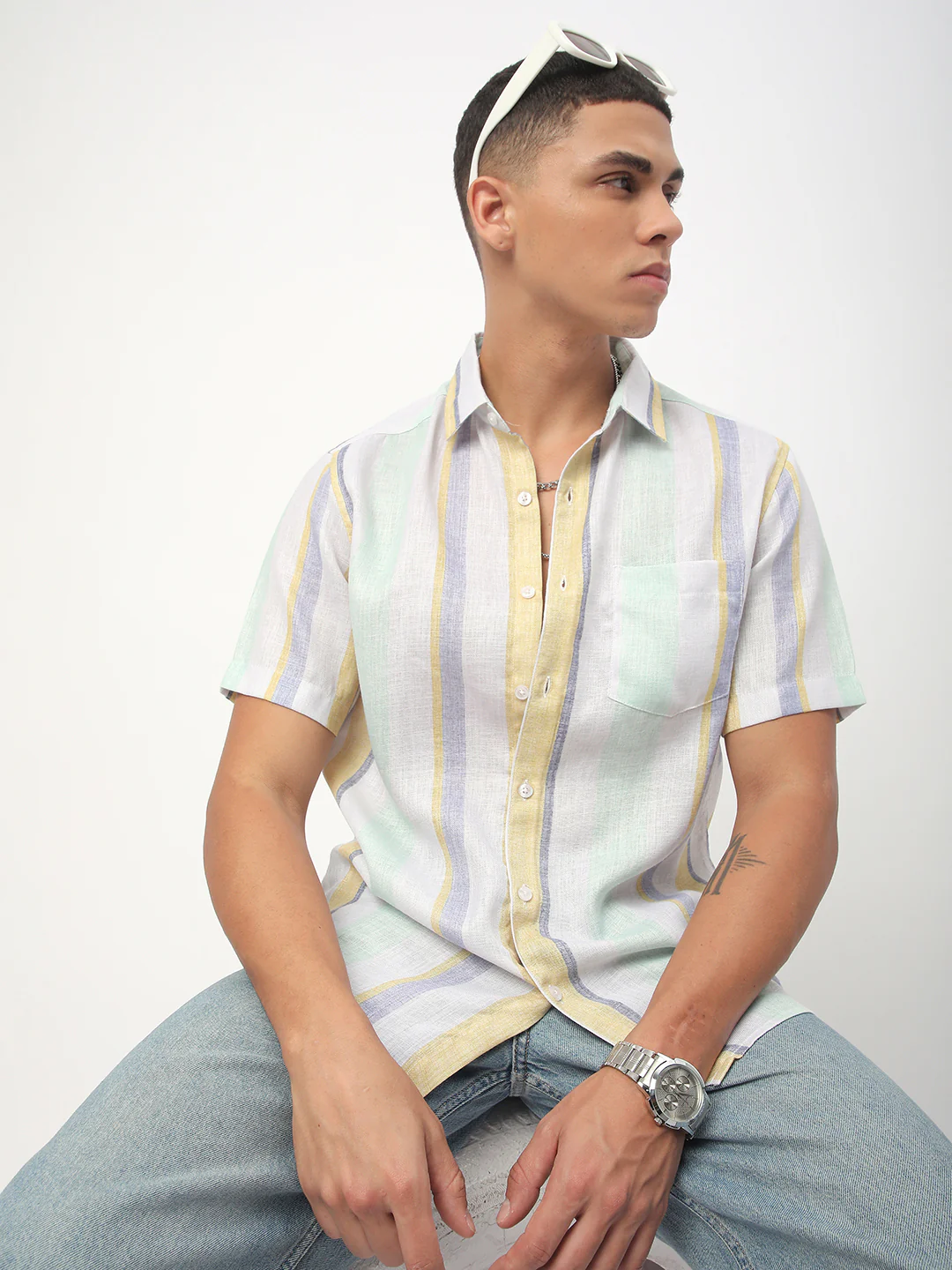Voguish Multicolour Striped Shirt - Image 4