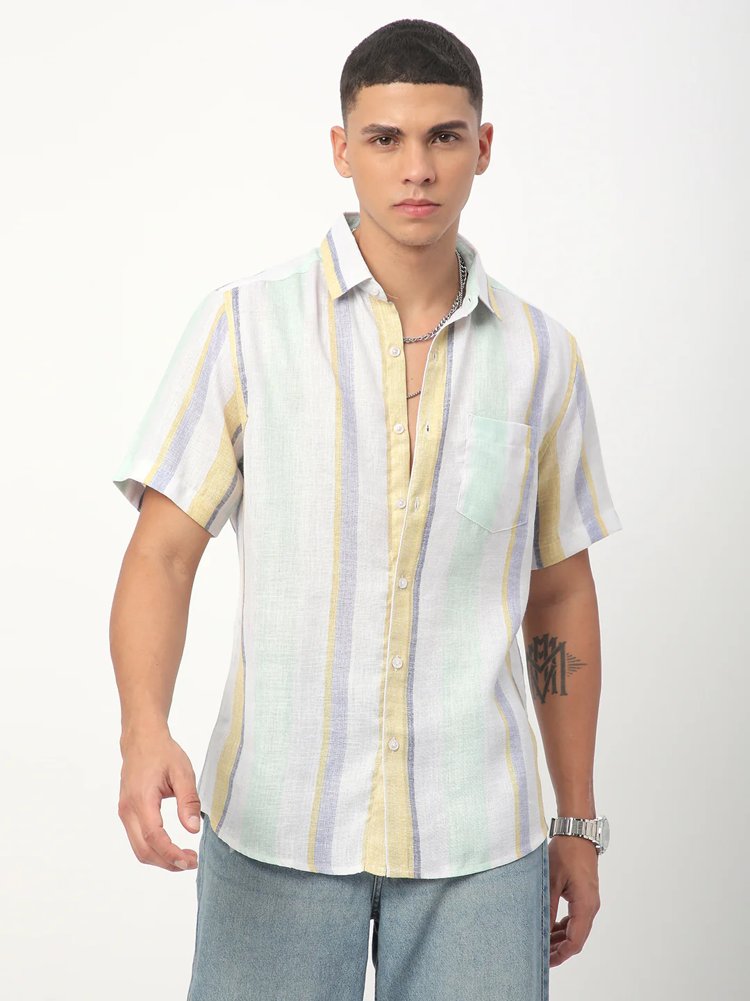 Voguish Multicolour Striped Shirt - Image 5