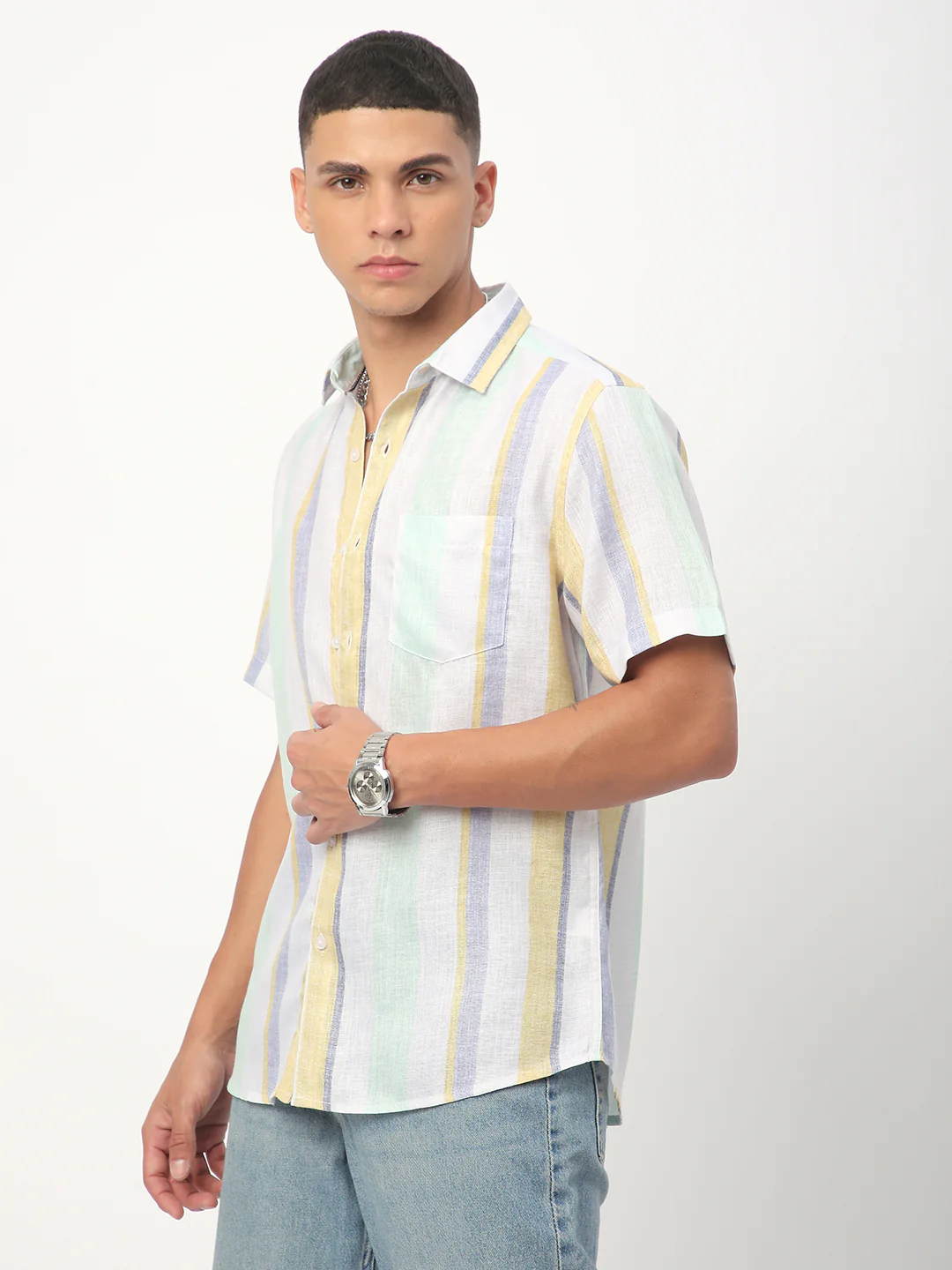 Voguish Multicolour Striped Shirt - Image 6