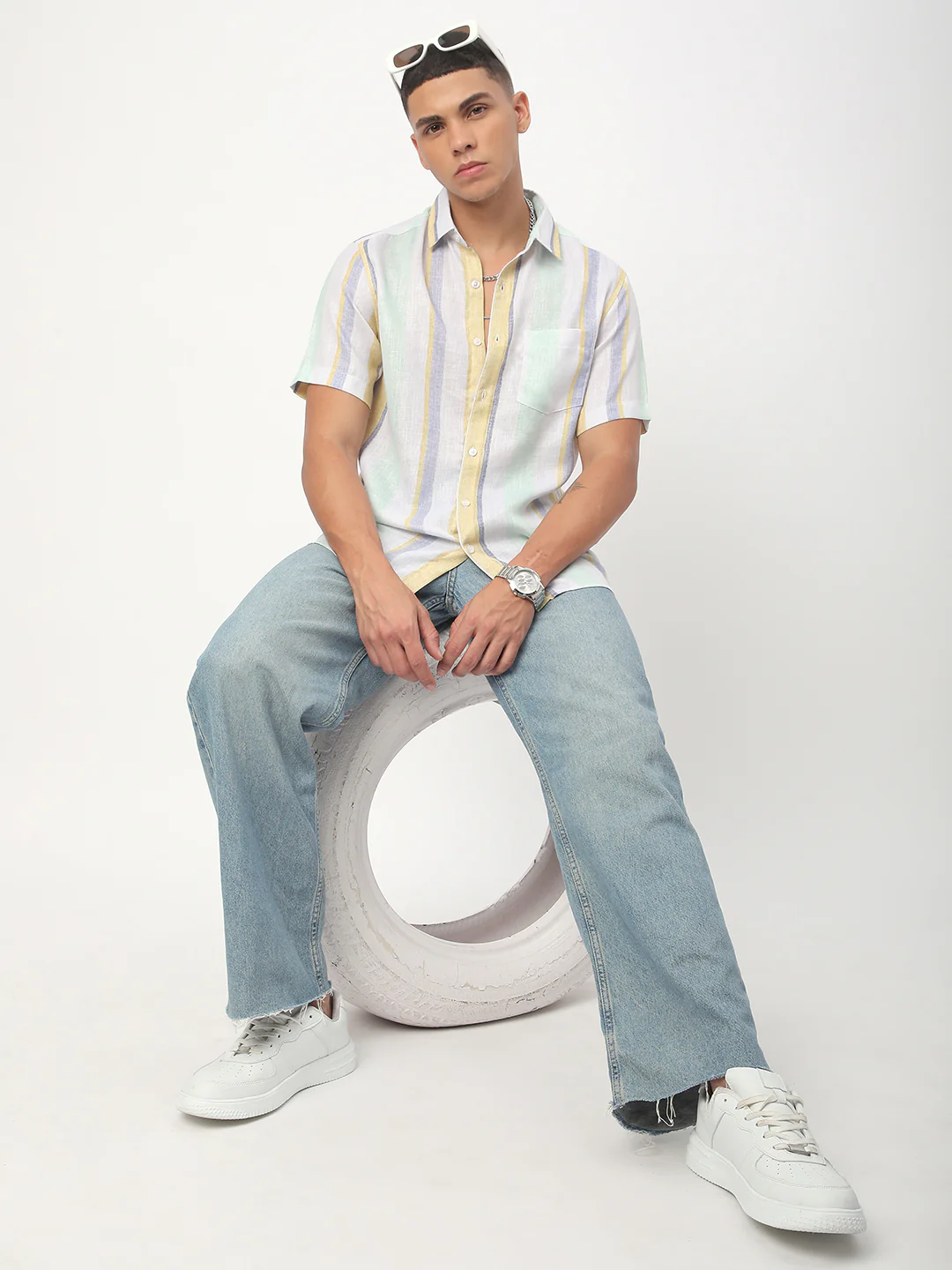 Voguish Multicolour Striped Shirt - Image 8