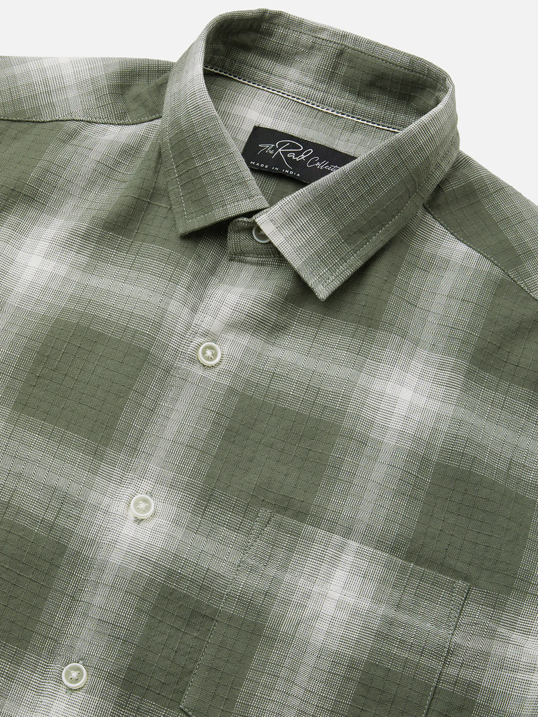 Voguish Olive & White Box Checks Shirt - Image 3