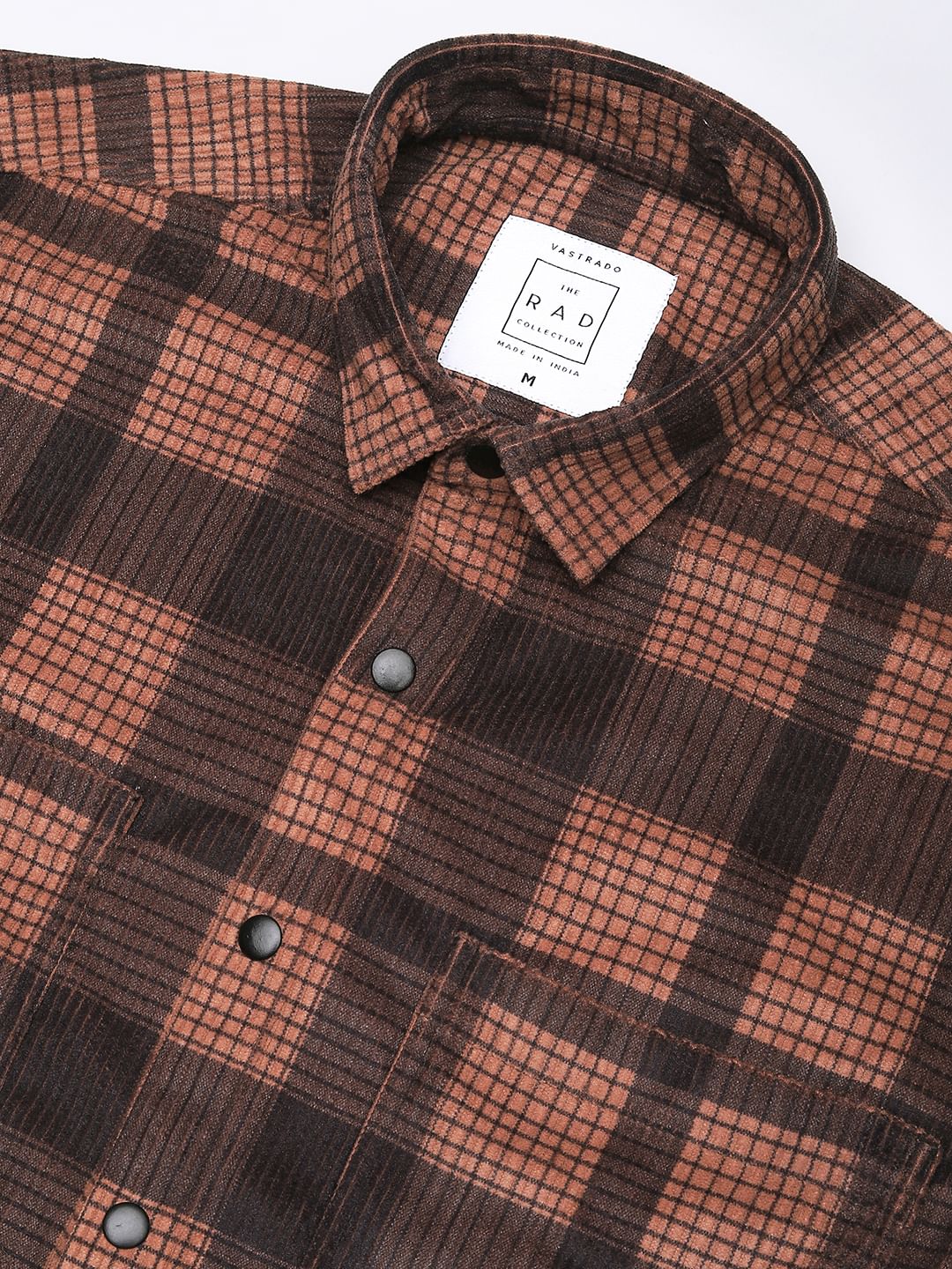 Walnut Brown Checked Double Pocket Corduroy Shirt - Image 3