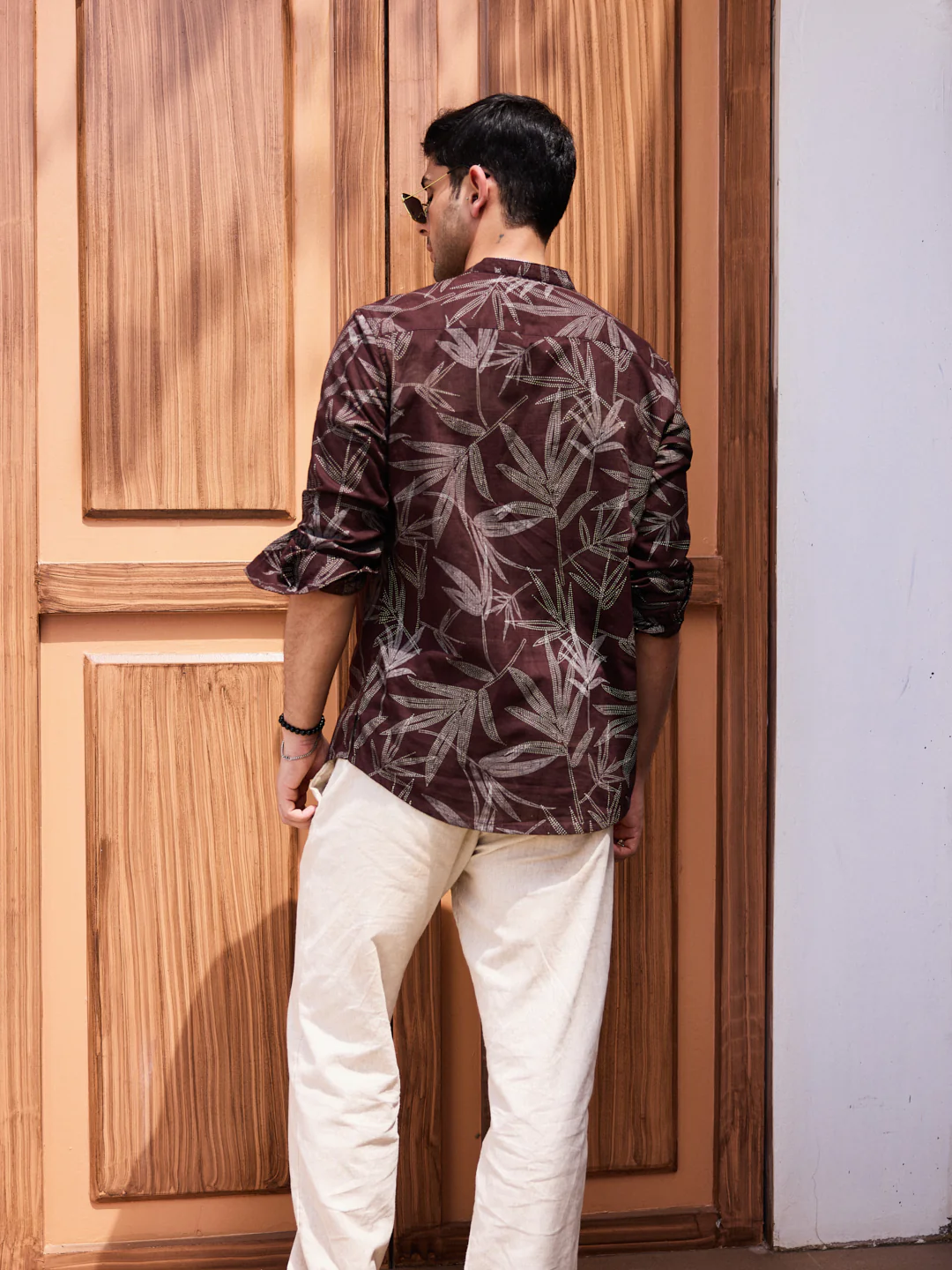Walnut Brown Dotted Leaf Printed Kurta - Image 5