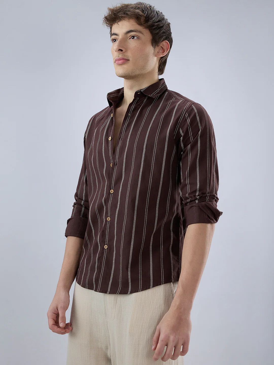 Walnut Brown Striped Shirt - Image 5