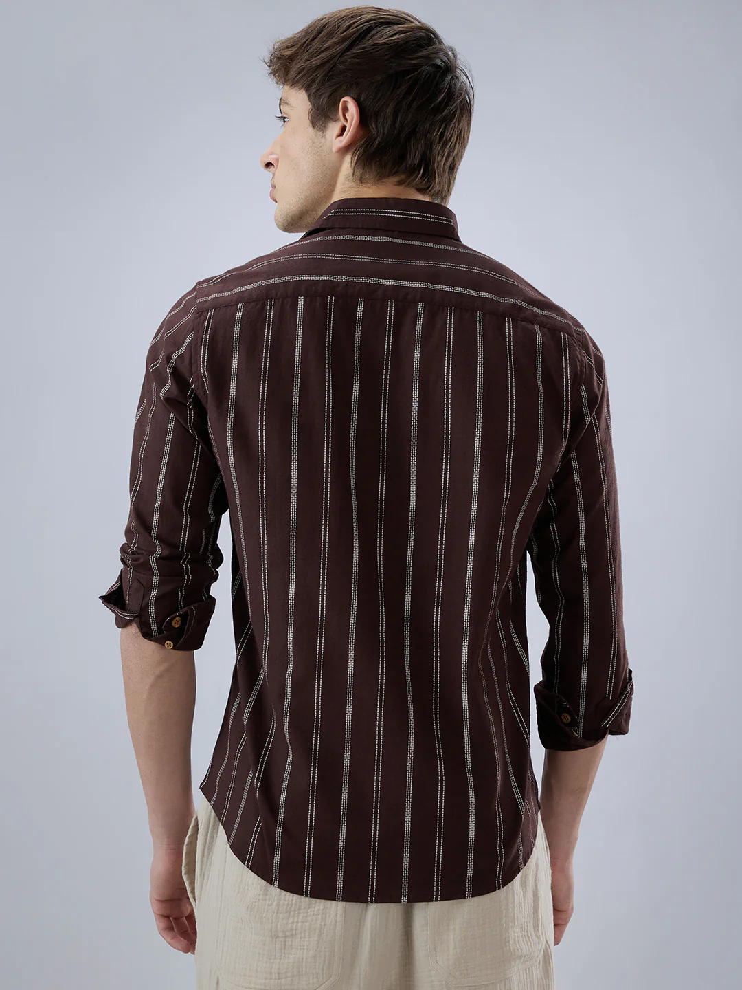 Walnut Brown Striped Shirt - Image 6