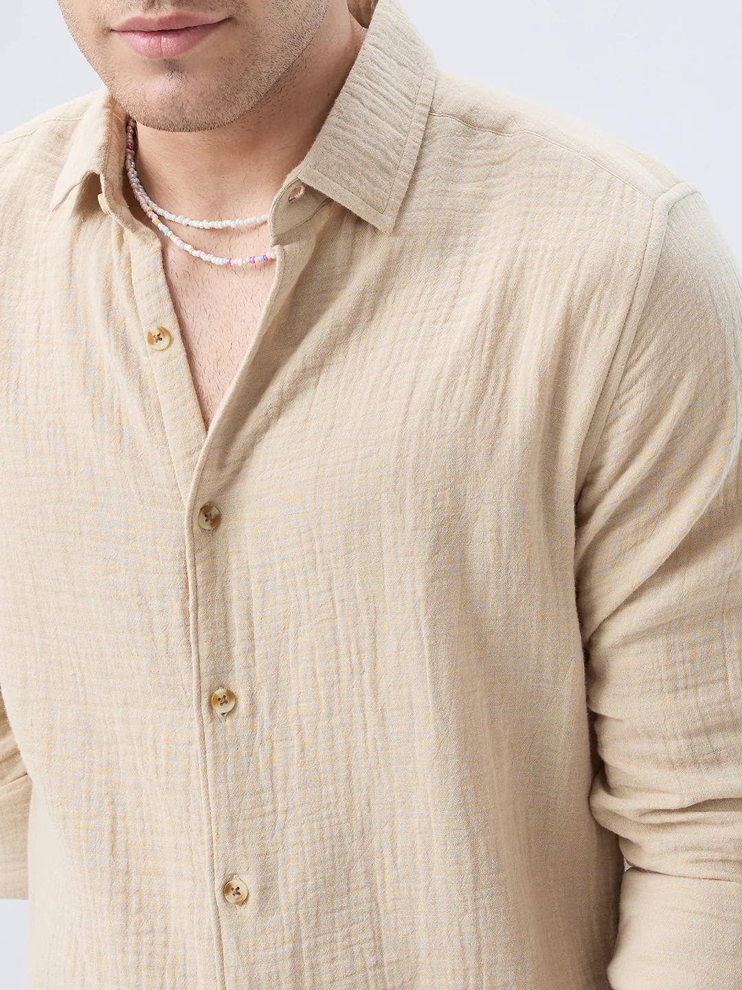 Warm Beige Double Cloth Shirt - Image 3