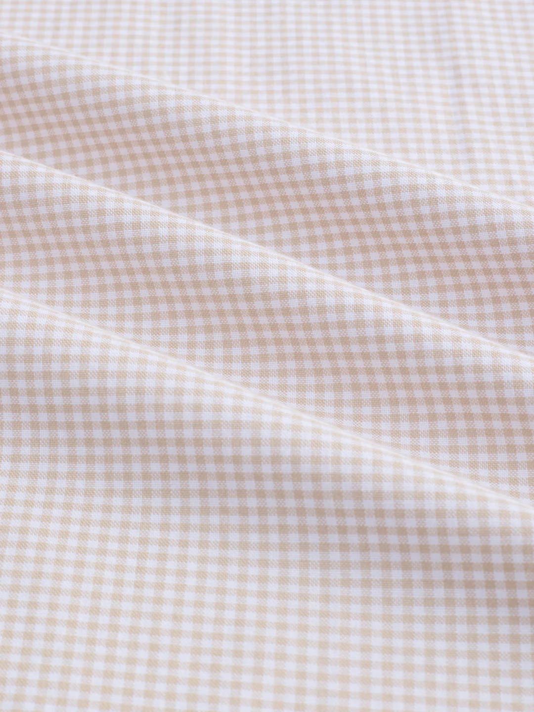 Warm Beige Micro Gingham Checks Oxford Shirt - Image 3