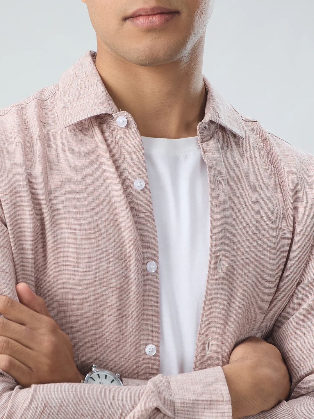 Warm Camel Brown Textured Shirt - Image 3