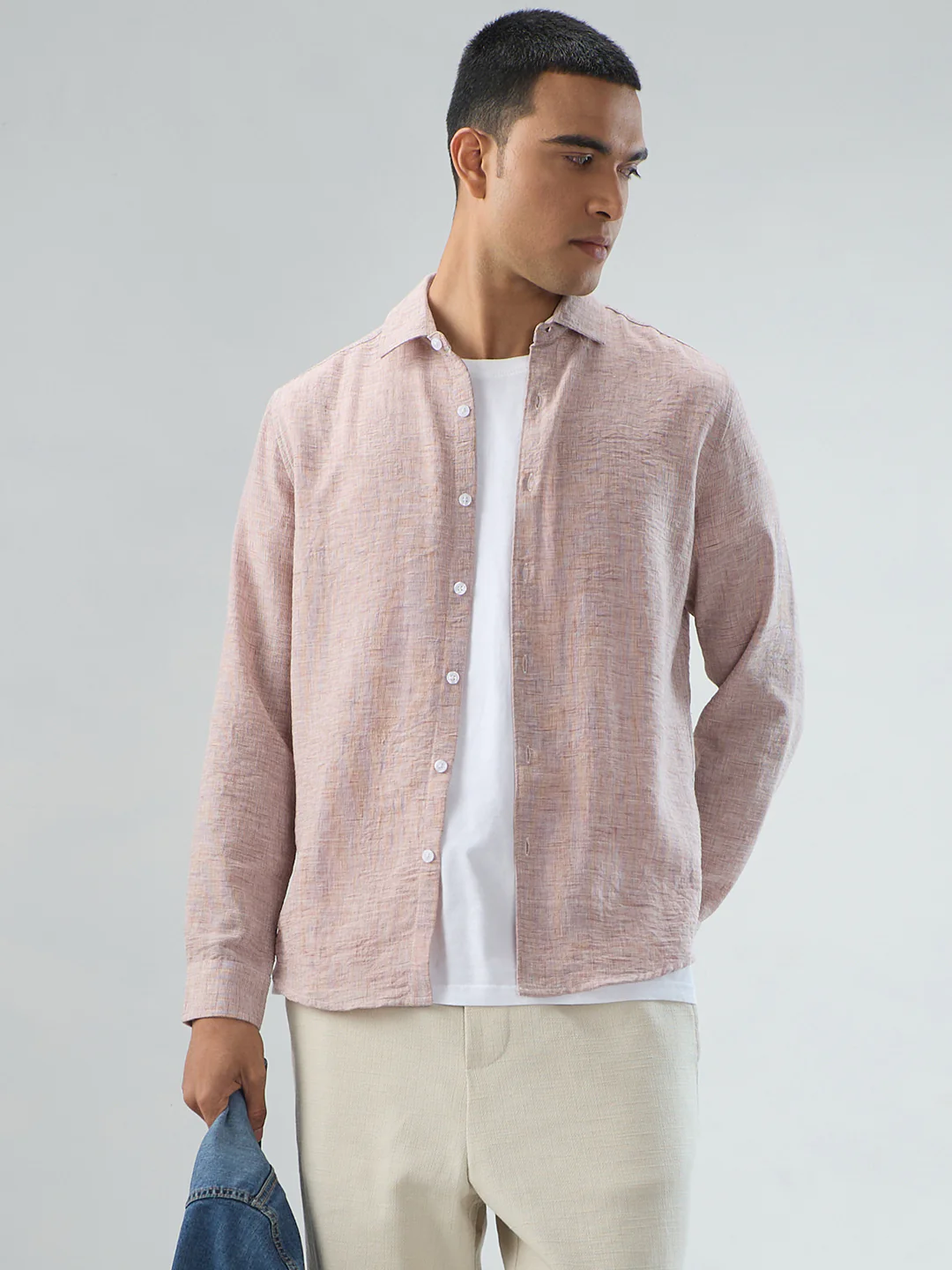Warm Camel Brown Textured Shirt - Image 4
