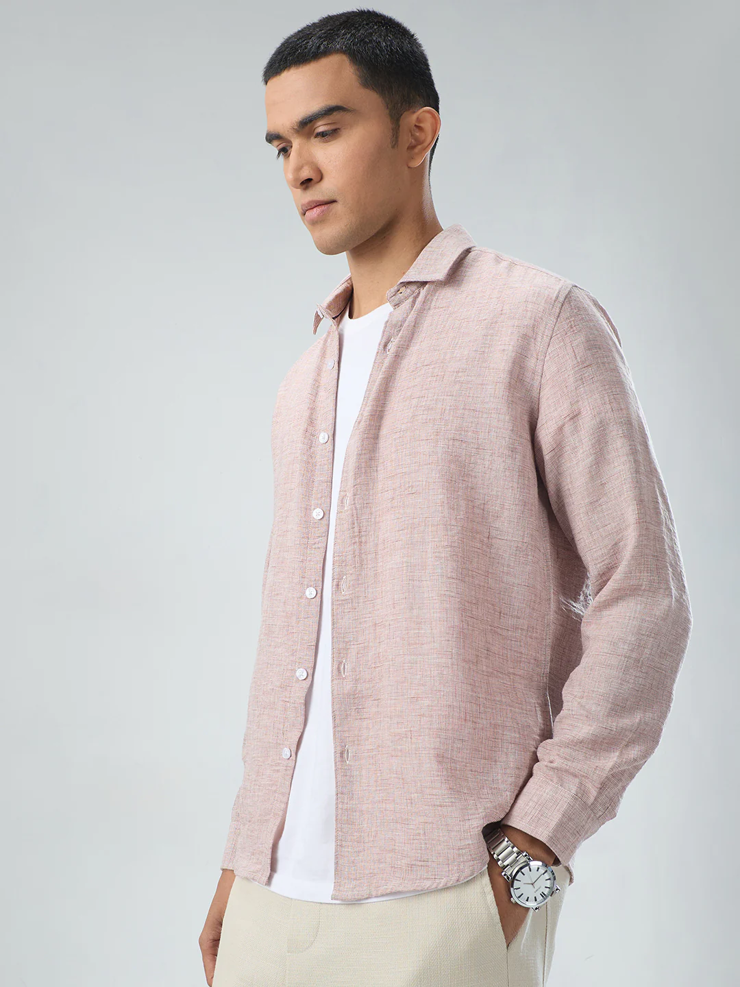 Warm Camel Brown Textured Shirt - Image 5