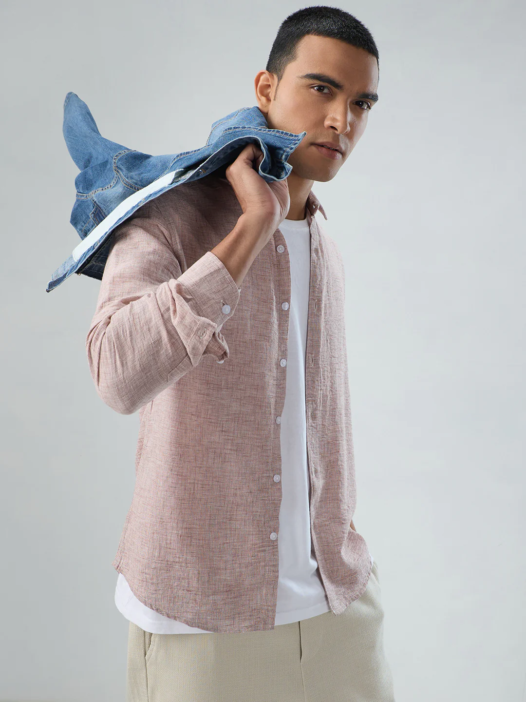 Warm Camel Brown Textured Shirt - Image 6