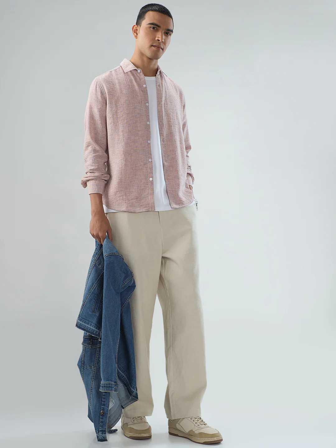 Warm Camel Brown Textured Shirt - Image 8