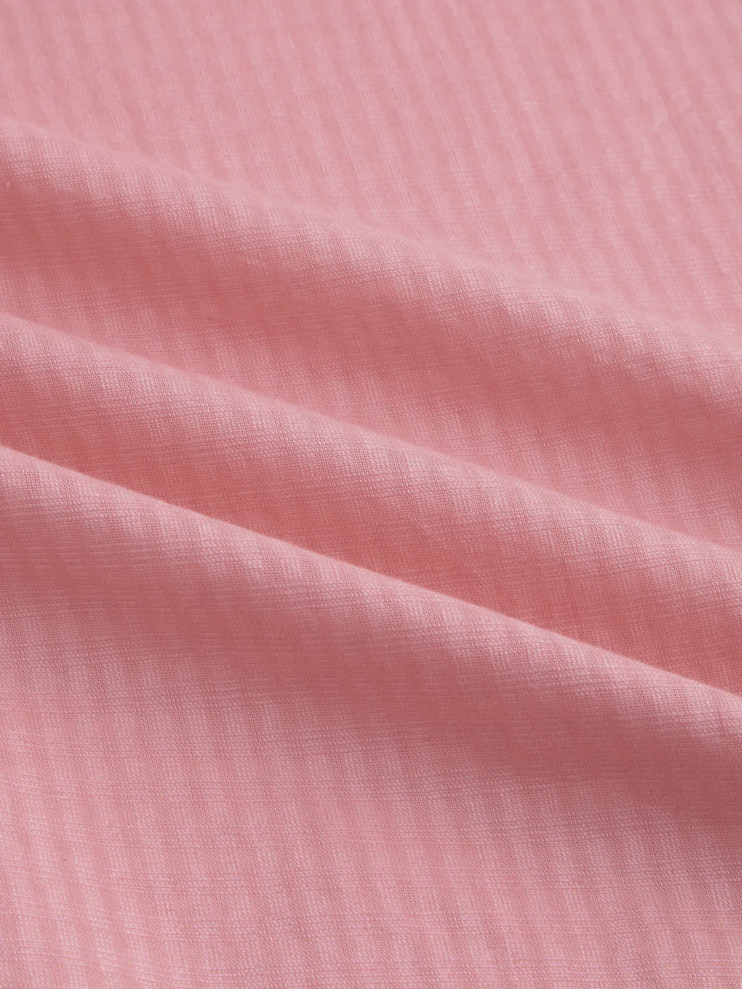 Warm Peach Micro Checks Fine Weave Boxy Fit Crop Shirt - Image 3