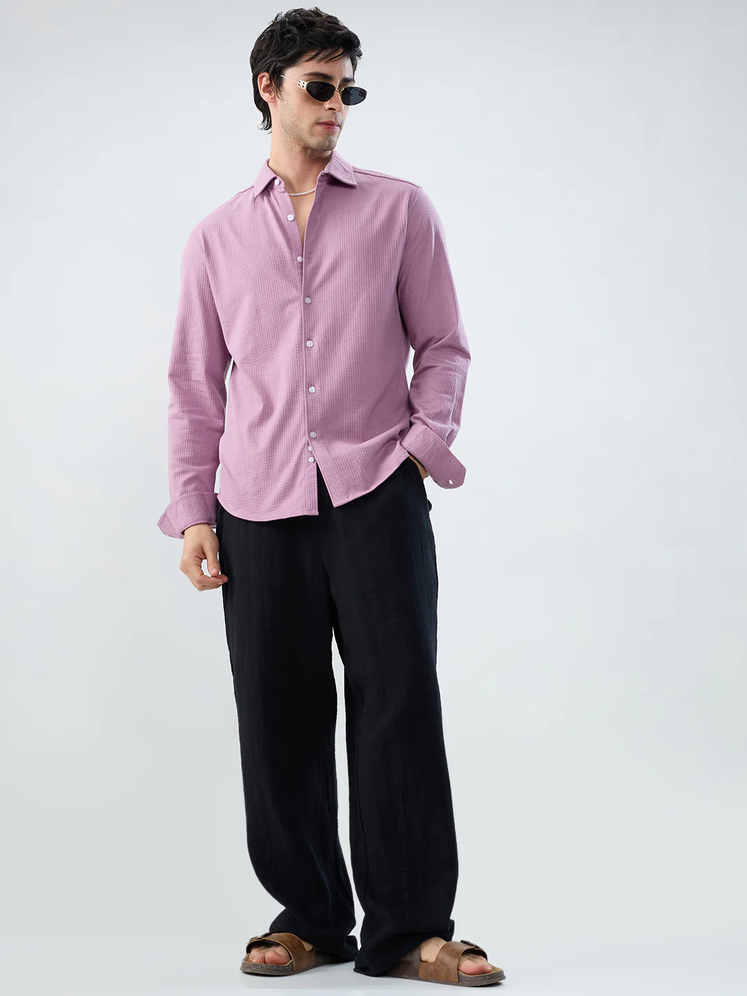Warm Pink Jacquard Knit Everyday Shirt - Image 7