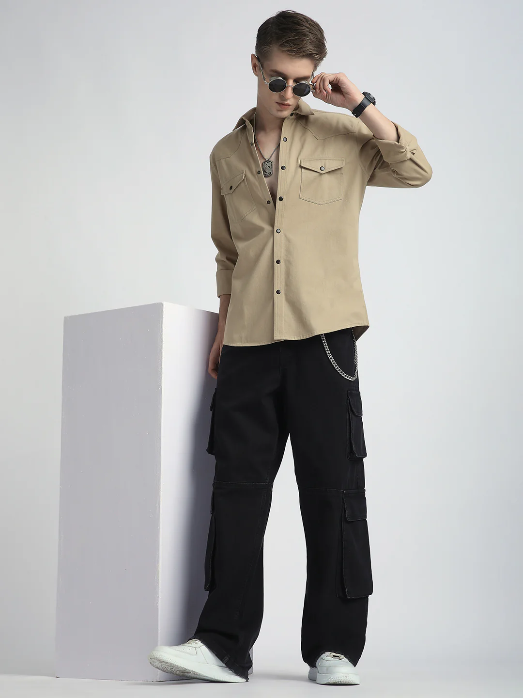 Warm Tan Double Flap Pocket Overshirt - Image 6