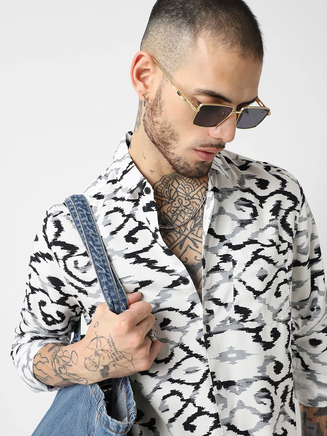 White Abstract Printed Shirt - Image 2