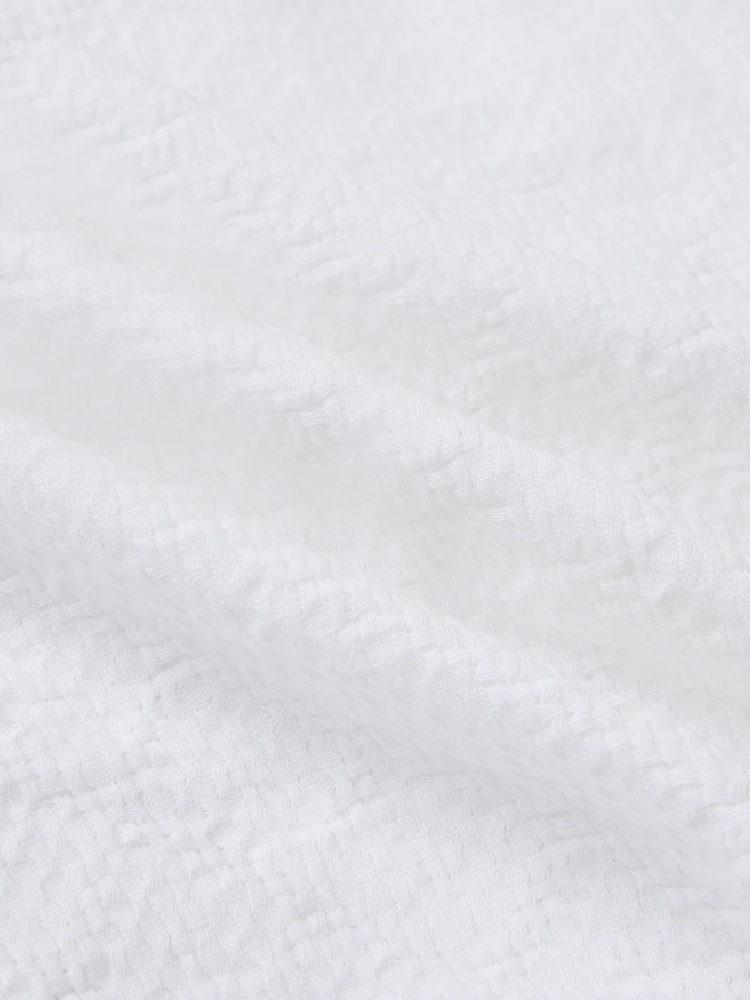 White Artisan Loop Weave Crochet Oversized Polo shirt - Image 8