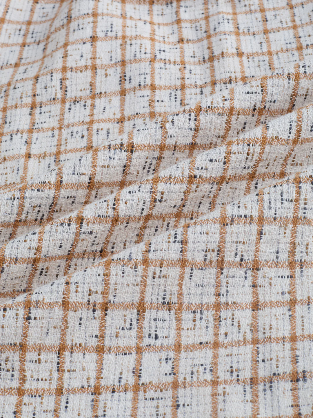 White & Brown Interweave Textured Cuffless Oversized Crop Shirt - Image 3