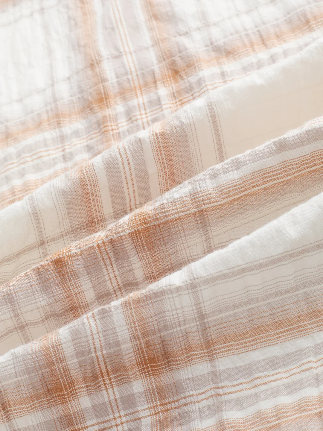 White & Brown Plaid Checks Crinkled Shirt - Image 3