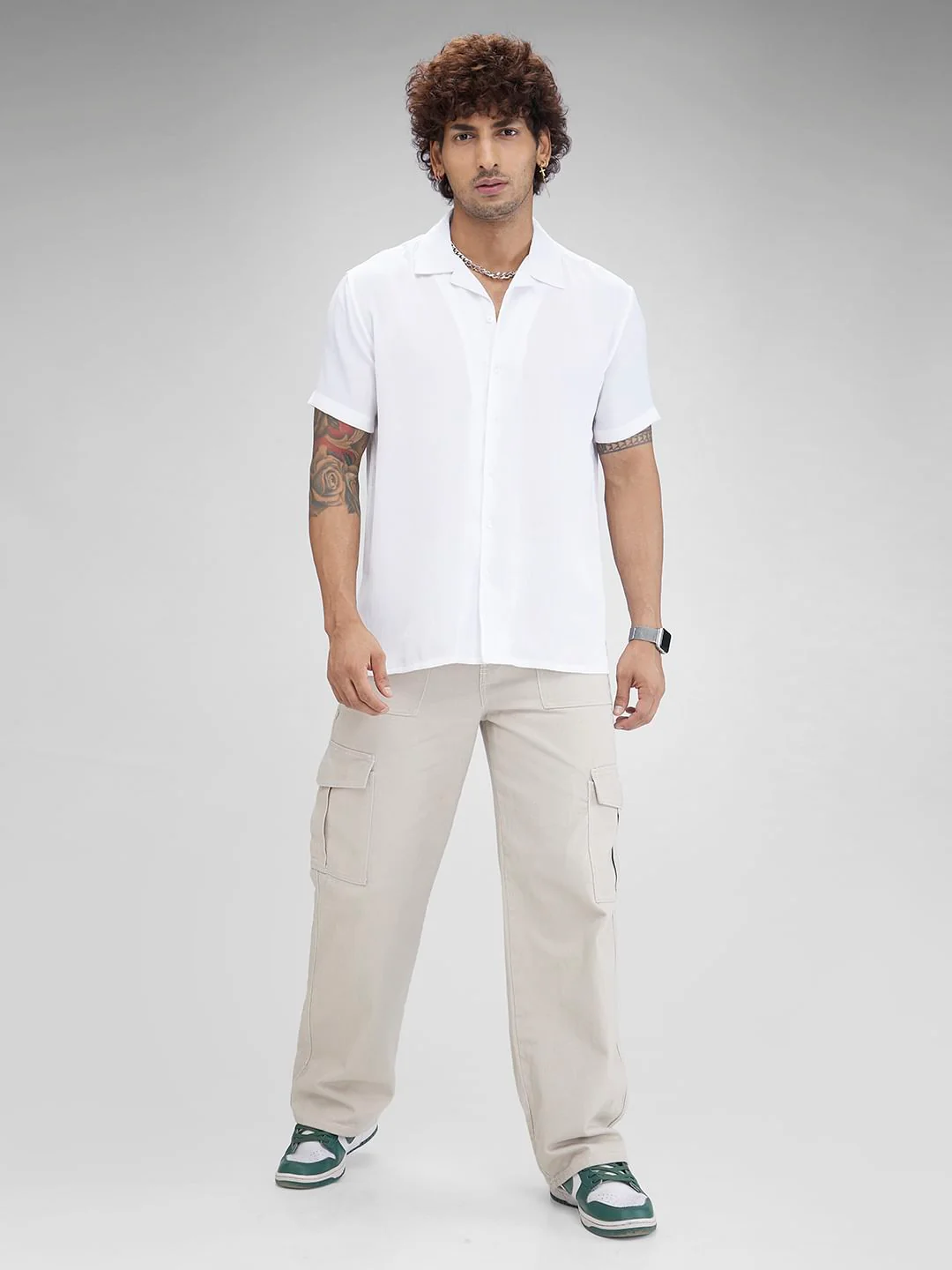 White Crepe Oversized Resort Collar Shirt - Image 8
