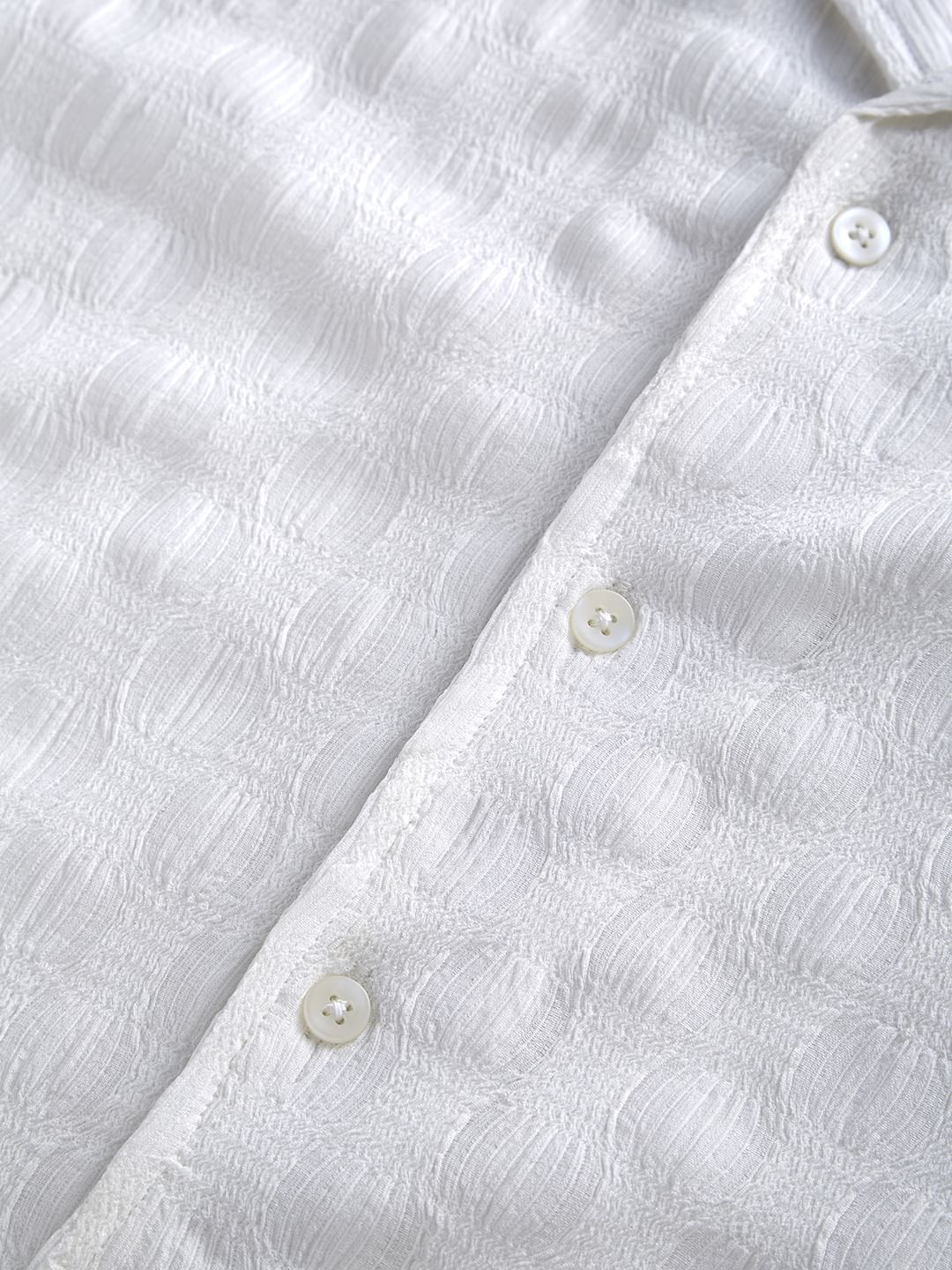 White Crepe Textured Oversized Shirt - Image 3