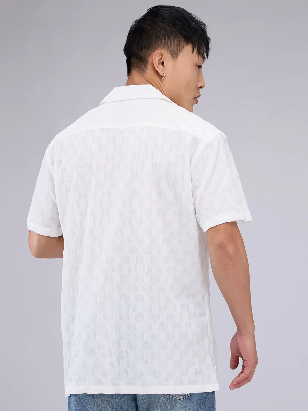White Crepe Textured Oversized Shirt - Image 7