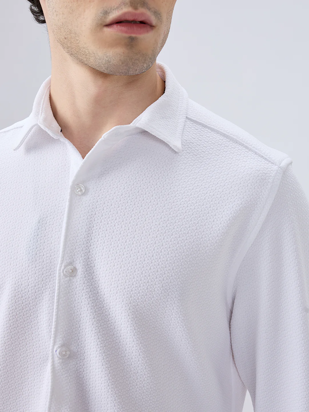 White Echo Woven Textured Shirt - Image 3