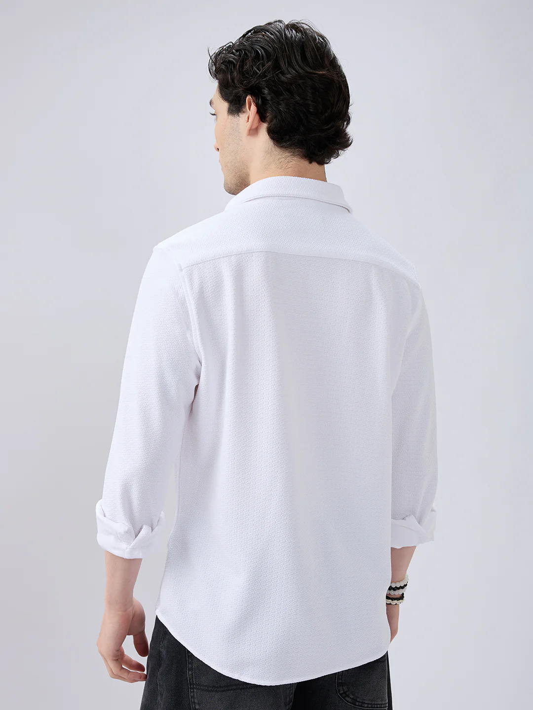 White Echo Woven Textured Shirt - Image 6
