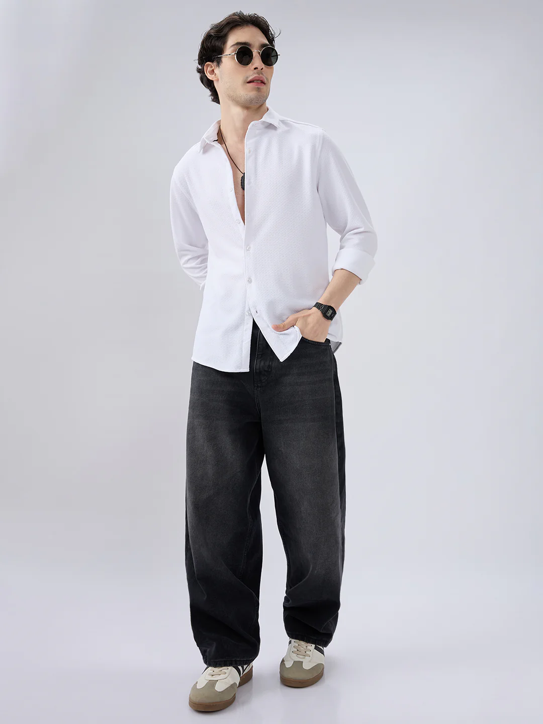 White Echo Woven Textured Shirt - Image 7