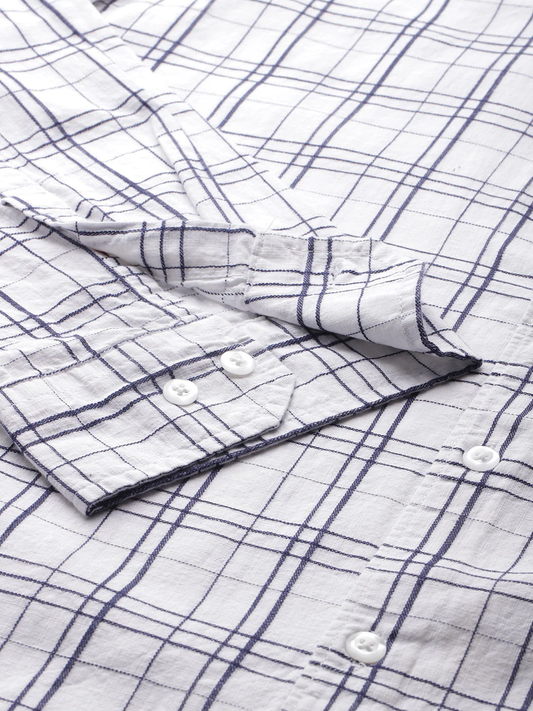 White Graph Checked Shirt - Image 2
